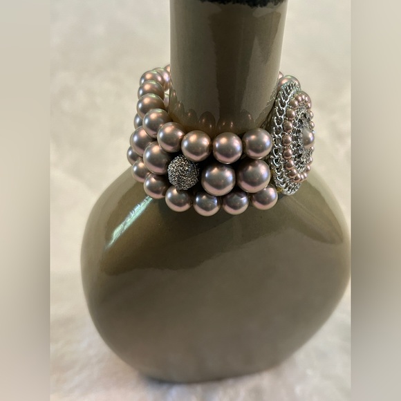 Simply Vera Wang Womens Beaded Pearlescent and Rhinestone Statement Bracelet - Picture 4 of 7